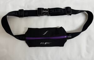 Fitletic Mini Sport Running Belt Black Purple Zipper Adjustable Waist Pouch